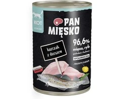 Kačių Maistas - PAN MIĘSKO Vištiena su Menkėmis Drėgnas Maistas 400g Be Grūdų Be Glitimo