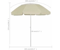 Paplūdimio skėtis nuo saulės, smėlio geltonos spalvos, 300cm