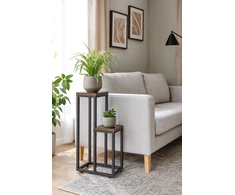Pastatomas gėlių stovas dekoracijoms, 2 lentynos, Loft stiliaus, ModernHome