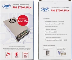 Perjungiamas įtampos šaltinis PNI ST20A Plus 12V 20A stabilizuotas stebėjimo sistemoms