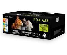 Pet Republic PETREPUBLIC Mega Pack lašiša, vištiena, Tuna, Cod, upėtakis – šlapias kačių maistas – 48x85g