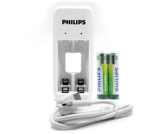 PHILIPS dviejų kanalų akumuliatorių įkroviklis NiMH USB + 2xAAA 7000mAh