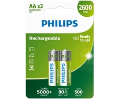 PHILIPS įkraunama baterija AA NiMH 2600mAh, 2 vnt. rinkinys.