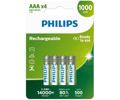 PHILIPS įkraunama baterija AAA NiMH 1000mAh, 4 vnt. rinkinys.