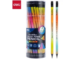 Pieštukas DELI C050 HB su trintuku, juodos spalvos grafitas, įvairių dizainų