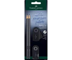 Pieštukas Faber-Castell Sparkle, 2 pieštukai + trintukas + drožtukas, juodos spalvos