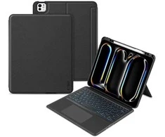 Planšetinio kompiuterio dėklas Apple iPad Pro 13.0 (7GEN) Tech-Protect SCMag Pen + klaviatūra juodos spalvos