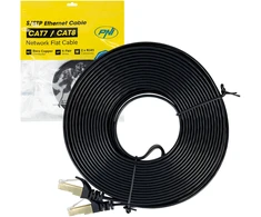 Plokščias tinklo kabelis S/STP CAT7 PNI U7100B, 2 x RJ45, 4 laidų poros, 32AWG, varinis, 10 Gbps, 600 MHz, 10m, juodas