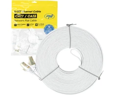 Plokščias tinklo kabelis S/STP CAT7 PNI U7150W, 2 x RJ45, 4 laidų poros, 32AWG, varinis, 10 Gbps, 600 MHz, 15m, baltas