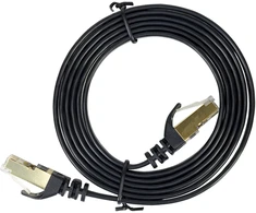Plokščias tinklo kabelis S/STP CAT7 PNI U7015B, Patch, 2 x RJ45, 4 laidų poros, 32AWG, varinis, 10 Gbps, 600 MHz, 1.5m, juodas