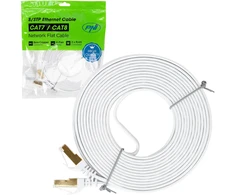 Plokščias tinklo kabelis S/STP CAT7 PNI U7075W, 2 x RJ45, 4 laidų poros, 32AWG, varinis, 10 Gbps, 600 MHz, 7.5m, baltas
