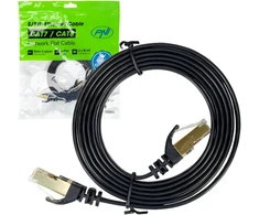 Plokščias tinklo kabelis S/STP CAT7 PNI U7015B, Patch, 2 x RJ45, 4 laidų poros, 32AWG, varinis, 10 Gbps, 600 MHz, 1.5m, juodas
