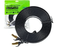 Plokščias tinklo kabelis S/STP CAT7 PNI U7075B, 2 x RJ45, 4 laidų poros, 32AWG, varinis, 10 Gbps, 600 MHz, 7,5m, juodas