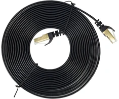 Plokščias tinklo kabelis S/STP CAT7 PNI U7050B, 2 x RJ45, 4 laidų poros, 32AWG, varinis, 10 Gbps, 600 MHz, 5m, juodas
