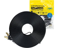 Plokščias tinklo kabelis S/STP CAT7 PNI U7200B, 2 x RJ45, 4 laidų poros, 32AWG, varinis, 10 Gbps, 600 MHz, 20m, juodas
