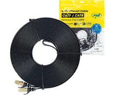 Plokščias tinklo kabelis S/STP CAT7 PNI U7150B, 2 x RJ45, 4 laidų poros, 32AWG, varinis, 10 Gbps, 600 MHz, 15m, juodas