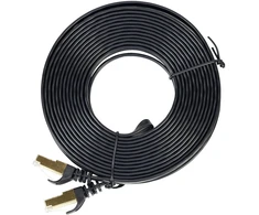 Plokščias tinklo kabelis S/STP CAT7 PNI U7075B, 2 x RJ45, 4 laidų poros, 32AWG, varinis, 10 Gbps, 600 MHz, 7,5m, juodas