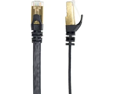 Plokščias tinklo kabelis S/STP CAT7 PNI U7150B, 2 x RJ45, 4 laidų poros, 32AWG, varinis, 10 Gbps, 600 MHz, 15m, juodas