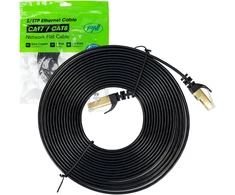 Plokščias tinklo kabelis S/STP CAT7 PNI U7050B, 2 x RJ45, 4 laidų poros, 32AWG, varinis, 10 Gbps, 600 MHz, 5m, juodas