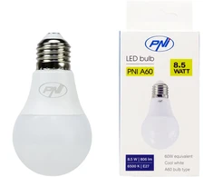 PNI A60 LED lemputė, 8.5W, 806lm, 6500K, E27 lizdas