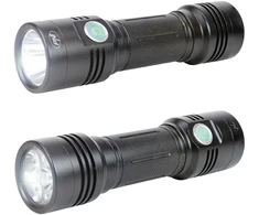 PNI Adventure F200 aliumininis dvigubas žibintuvėlis su LED, 4000mAh baterija, 3 didelės diafragmos LED ir vienu su fokusavimu bei PNI CHG300 maitinimo šaltinis su USB C prievadu, QC3.0, PD3.0, PPS ir USB-A prievadu, 30W