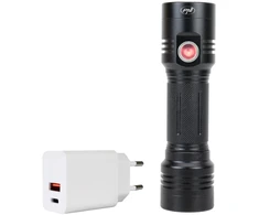PNI Adventure F200 aliumininis dvigubas žibintuvėlis su LED, 4000mAh baterija, 3 didelės diafragmos LED ir vienu su fokusavimu bei PNI CHG300 maitinimo šaltinis su USB C prievadu, QC3.0, PD3.0, PPS ir USB-A prievadu, 30W