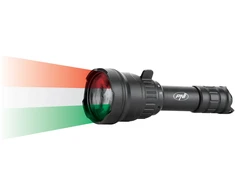 PNI Adventure F300 LED žibintuvėlis, 3 spalvos: balta, raudona, žalia, atstumas 500 m, šviesos srautas 540 lm, 18650 3000mAh baterija komplekte, baterijos įkroviklis komplekte, priartinimo ir šviesos intensyvumo reguliavimo funkcija