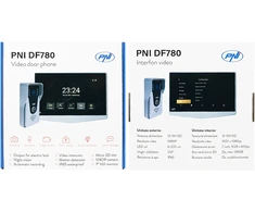 PNI DF780 vaizdo domofonas su 1 monitoriumi, 7 colių 1080p jutikliniu ekranu, kortelės lizdu, IP65, palaiko nuoseklųjį 4 monitorių, 2 išorinių blokų ir 2 vaizdo stebėjimo kamerų prijungimą