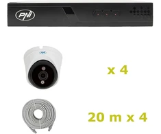 PNI House IP710J POE NVR vaizdo stebėjimo komplektas, 4 PNI IP808J 8MP kameros ir 4 20 metrų UTP CAT6 kabeliai komplekte
