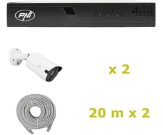 PNI House IP710J POE NVR vaizdo stebėjimo komplektas, 2 PNI IP818J 8MP kameros ir 2 20 metrų UTP CAT6 kabeliai komplekte
