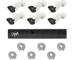 PNI House IP716J POE NVR vaizdo stebėjimo komplektas, 6 PNI IP818J 8MP kameros ir 6 20 metrų UTP CAT6 kabeliai komplekte