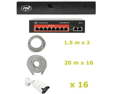 PNI House IP716J POE NVR vaizdo stebėjimo komplektas, 16 PNI IP818J 8MP kamerų, POE komutatorius ir UTP CAT6 kabeliai komplekte