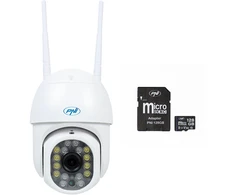 PNI IP440 WiFi, PTZ, 4MP belaidžio vaizdo stebėjimo kameros komplektas ir pridedama PNI 128GB MicroSD atminties kortelė