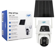 PNI IP794 vaizdo stebėjimo kamera su „Wi-Fi“, PTZ, dvigubu objektyvu 2MP + 2MP, 5,5W saulės baterija, 8000mAh akumuliatoriumi