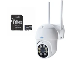 PNI IP840 belaidė vaizdo stebėjimo kamera + PNI 128GB WiFi kortelė, PTZ, 8MP 4K, micro SD lizdas, autonominė, AI funkcijos, ONVIF, ICSee programėlė