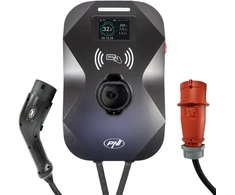 PNI KW22 WiFi 32A įkrovimo stotelė, 22KW, elektromobiliams, 85V – 415V, trifazė, 2 tipo laidas su 7 kontaktais, 3,5 colio ekranas, valdymas programėle, įkrovimo aktyvavimas programėle ir RFID kortele, IP55