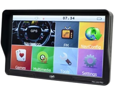 PNI L910 PRO GPS navigacijos sistema su skydeliu nuo saulės, 9 colių, 800 MHz, 512MB DDR, 16GB vidinė atmintis, FM siųstuvas, juoda