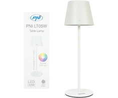 PNI LT05W RGB 3W stalinė lempa, su baterija, USB įkrovimas, balta spalva