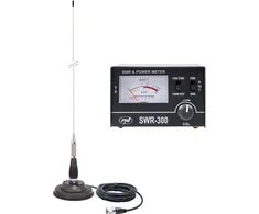 PNI ML100 CB antena, 100 cm, 125 mm magnetas ir PNI SWR-300 reflektometras SWR matavimui, juodas