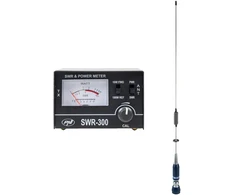 PNI ML75 CB antena, 75 cm, 300W, sulankstoma ir PNI SWR-300 reflektometras SWR matavimui, juodas