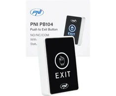 PNI PB104 prieigos jungiklis su lietimui jautriu paviršiumi, paviršinis montavimas, NO/NC/COM, 12V/24V DC, būsenos LED, metalinis, 5 laidai