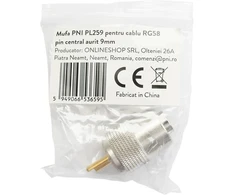 PNI PL259 jungtis RG58 kabeliui, auksinis centrinis kontaktas 9mm