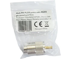 PNI PL259 kištukas RG213 kabeliui, auksinis centrinis kontaktas 9mm