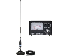 PNI S75 CB antena, 75 cm, su „butterfly“ tipo laikikliu, 125 mm magnetu ir PNI SWR-300 reflektometru SWR matavimui