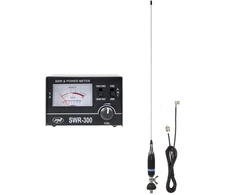 PNI S9 CB antena, 120 cm, su „butterfly“ tipo laikikliu, 4 m RG58 kabeliu ir PNI SWR-300 reflektometru SWR matavimui