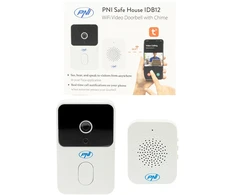 PNI Safe House IDB12 vaizdo durų skambutis, WiFi, naktinis matymas, IP54, integruota baterija, valdymas per Tuya programėlę