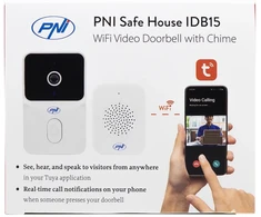 PNI Safe House IDB15 WiFi vaizdo durų skambutis, naktinis matymas, IP54, integruota baterija, valdymas per „Tuya“ programėlę