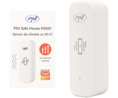 PNI SafeHouse HS501 vibracijos jutiklis su „Wi-Fi“, suderinamas su „Tuya“ programa, 3V maitinimo šaltinis