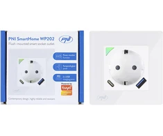 PNI SmartHome WP202 WiFi dvigubas išmanusis lizdas su įleidžiamu montavimo rėmeliu, valdymas internetu