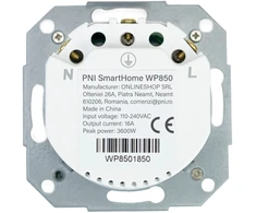 PNI SmartHome WP850 WiFi išmanusis kištukinis lizdas, montuojamas į sieną, valdymas internetu, skirta Tuya Smart programėlė, suderinamas su Amazon Alexa ir Google Home